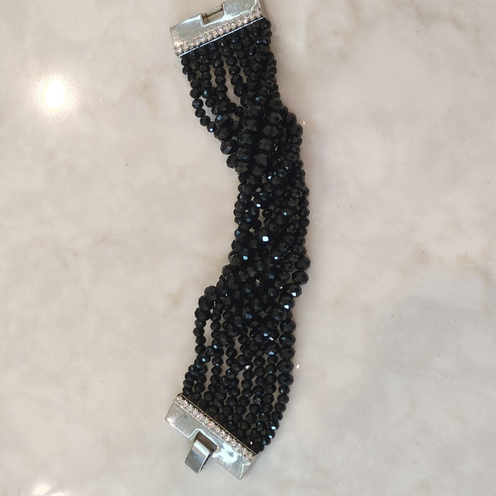 WHBM Black Beaded Multistrand Bracelet